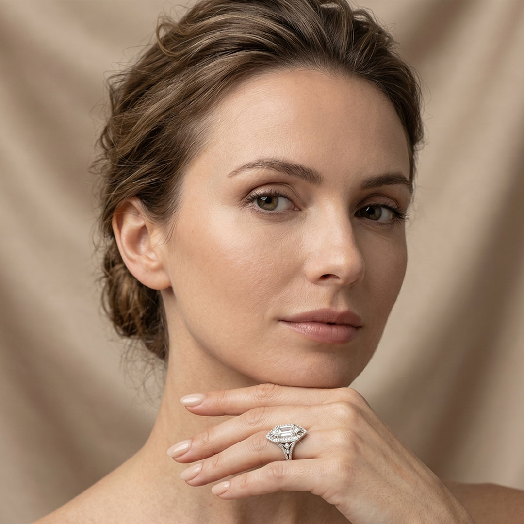 Empire Deco Emerald-Cut Cocktail Ring