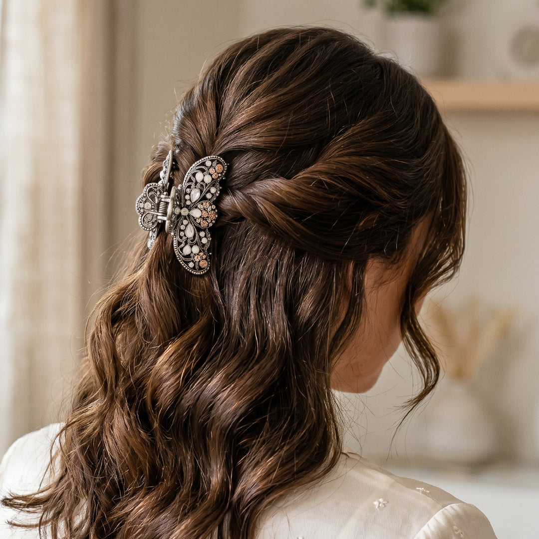 Antiqued Mariposa Pearl Hair Claw