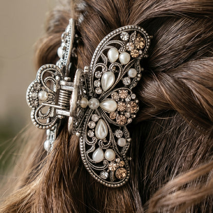 Antiqued Mariposa Pearl Hair Claw
