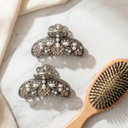 Antiqued Mariposa Pearl Hair Claw