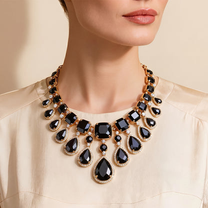 Midnight Onyx Regal Chandelier Necklace