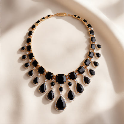 Midnight Onyx Regal Chandelier Necklace
