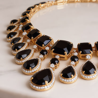 Midnight Onyx Regal Chandelier Necklace