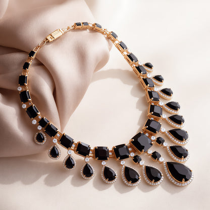 Midnight Onyx Regal Chandelier Necklace