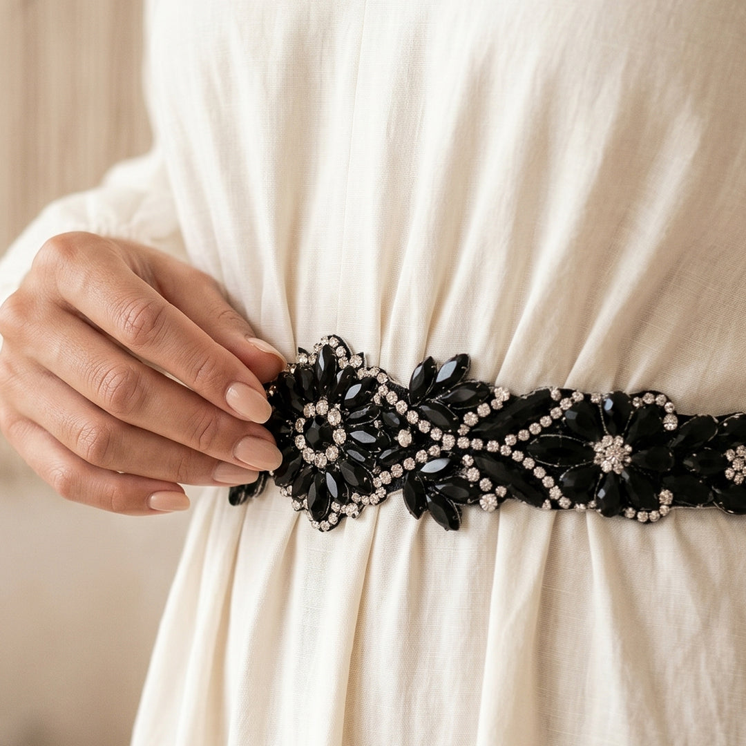 Midnight Onyx Marquise Statement Belt