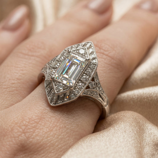 Empire Deco Emerald-Cut Cocktail Ring