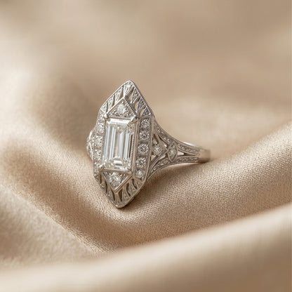 Empire Deco Emerald-Cut Cocktail Ring